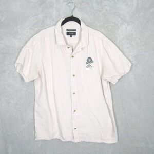 Roark Linen Short Sleeve Shirt L Artifacts of Adventure Mens Large Pink Cotton